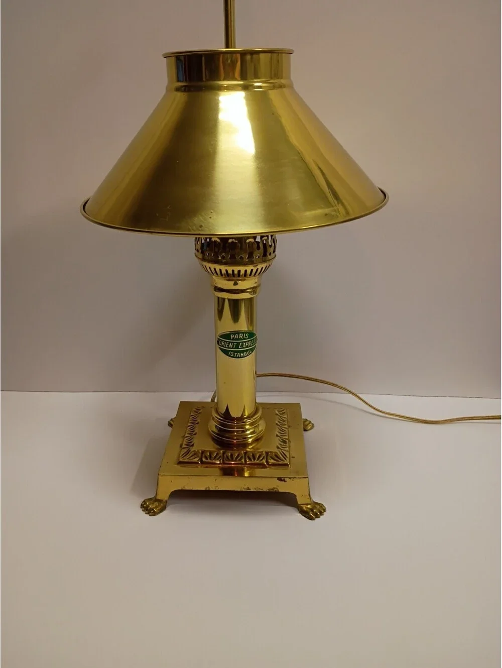 Vintage Paris Orient Express Istanbul Brass Adjustable Table Lamp 51cm-Works!-